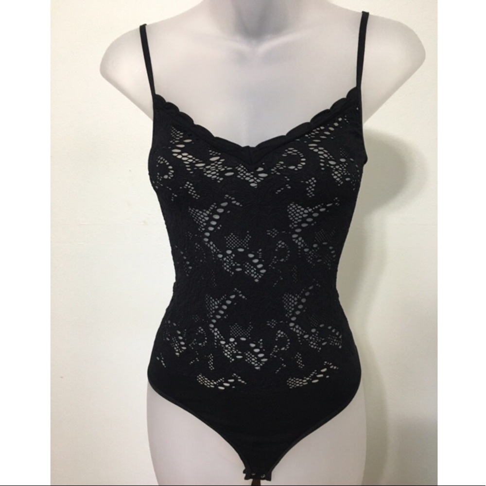 Bebe lace, thong bodysuit